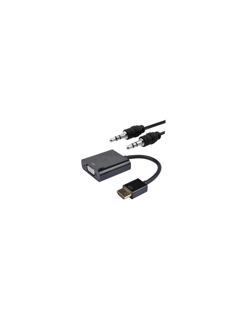 CONVERSOR HDMI A SVGA+AUDIO· HDMI A/M-SVGA/H+3.5/H· 0.1M+1M NEGRO NANOCABLE