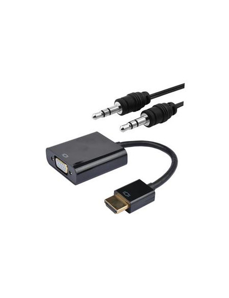 CONVERSOR HDMI A SVGA+AUDIO· HDMI A/M-SVGA/H+3.5/H· 0.1M+1M NEGRO NANOCABLE