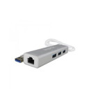CONVERSOR USB 3.0 A RJ45 ETHERNET GIGABIT + 3 USB 3.0 PLATA 15CM