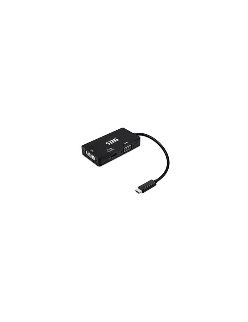 CONVERSOR USB-C A VGA  DVI  HDMI· 3 EN 1 USB-C/M-VGA/H-DVI/H-HDMI/M NANOCABLE