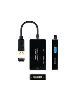 CONVERSOR DP A HDMI/H· DVI/H· VGA/H  0.20M NEGRO NANOCABLE