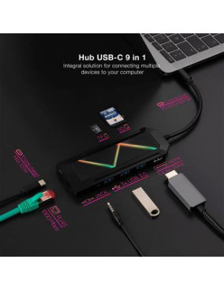 HUB USB-C CONVERSOR USB-C A 3XUSB-A· USB-C PD· HDMI· RJ45· TF· SD AUDIO NANOCABLE