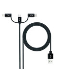 CABLE USB 3 EN 1 USB-A A USB-C/MICRO/LIGHTNING 1M NEGRO NANOCABLE